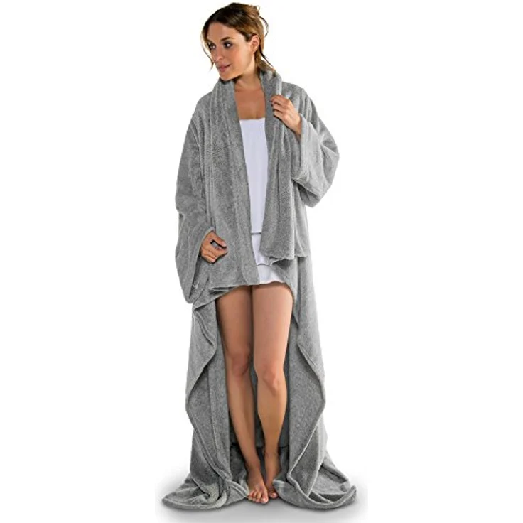 Wohndecke Calgary Kuscheldecke mit Ärmeln Sofa warm XL 170x200cm meliert grau, CelinaTex, allergikergeeignet,bügelfrei,flauschig,kuschelweich,mollig warm – Bild 2