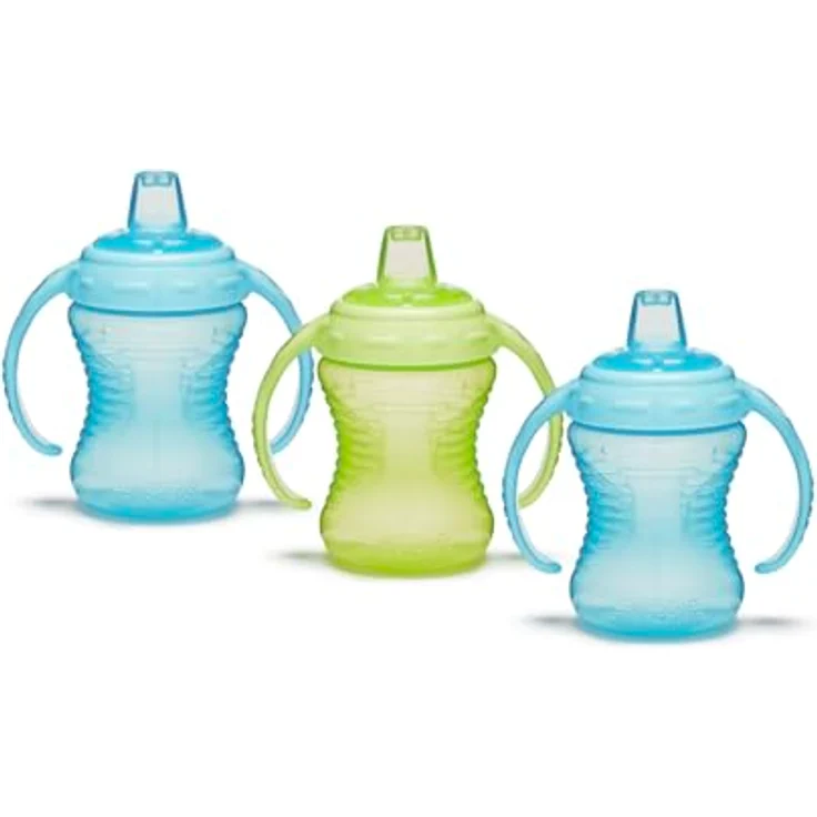 Munchkin Mighty Grip Trainer Cups | Trainer Toddler & Baby Bottle | BPA Free | Non Spill |Leakproof | Baby Weaning Cup from 6+ Months | Toddler Bottle 8oz/236ml| 3 Pack | Blue & Green – Bild 1