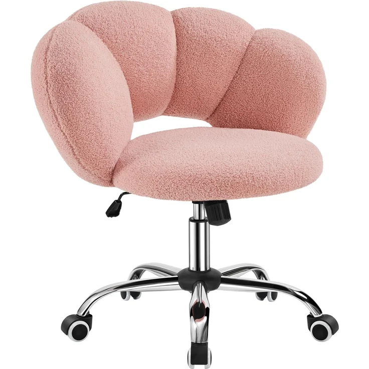 Yaheetech Schreibtischstuhl Bürostuhl Ergonomisch Bürosessel in Wolkenform Drehstuhl bis 136 kg Belastbar Computerstuhl Höhenverstellbar für Schlafzimmer Büro Wohnzimmer Rosa
