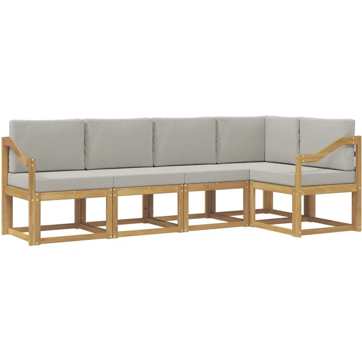 vidaXL Outdoor-Sofagarnitur 5 stk. 5-Sitzer Weiß und Hellgrau 3387645 – Bild 2