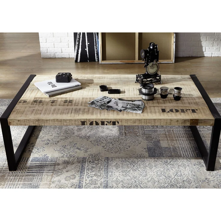 Couchtisch Mango 140x80x40 natur bedruckt FACTORY #111 – Bild 3
