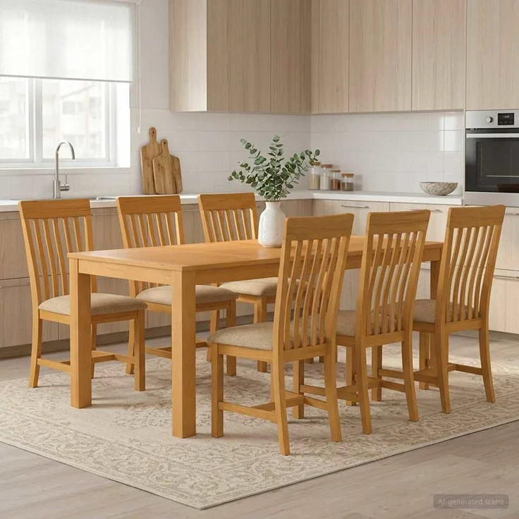vidaXL Essgruppe RIJSWIJK 7 stk. Beige 200 x 100 x 75 cm 3430393 – Bild 1
