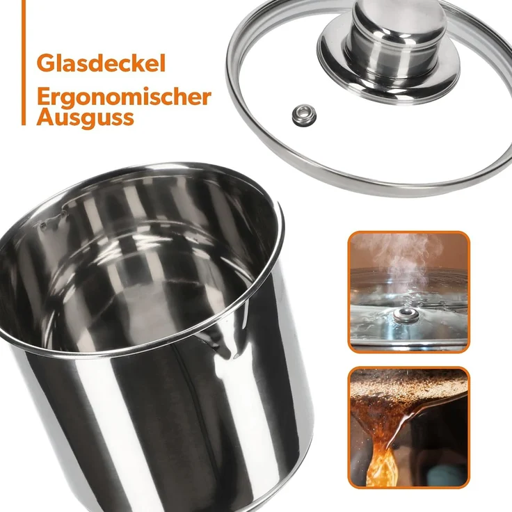 KADAX Stahltopf 1,2 l Haferflocken mit Deckel für Gas-Induktionskochen – Bild 7