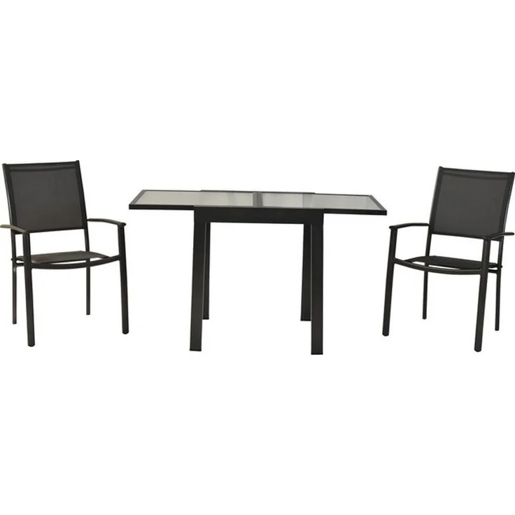 MERXX Balkonset »Milano«, (Set, 3-tlg), Sessel stapelbar, matte Glasplatte – Bild 4
