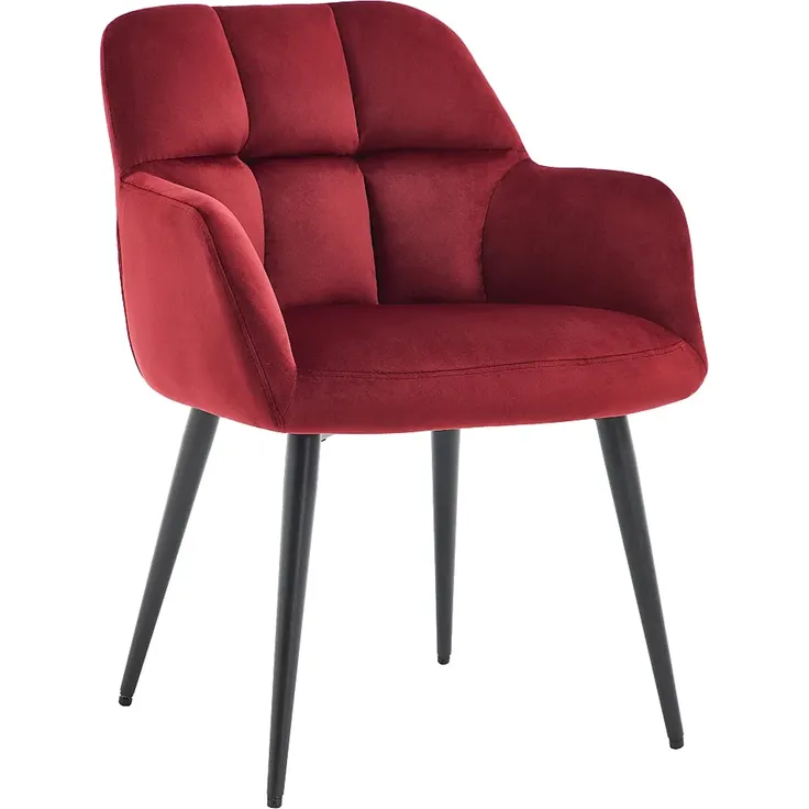 Vente-unique - PEGA Stuhl SamtStoff Rot - B 62 cm x H 78 cm x L 58,5 cm – Bild 4