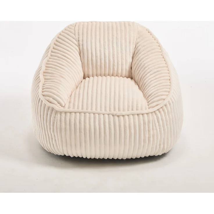 Bean Bag Stuhl mit Memory-Schaumstofffüllung, gestreifter Blasen-Plüsch, flauschig, gemütlich, gemütlicher Sofa für Wohnzimmer, Wohnungen und Schlafsäle--Beige--98x92x73cm--YOUDENOVA – Bild 7