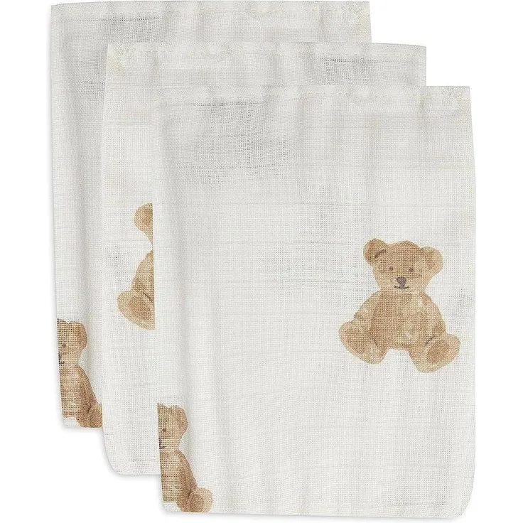 Jollein Teddy Bear Hydrophile Waschlappen 3 Stück Weiß