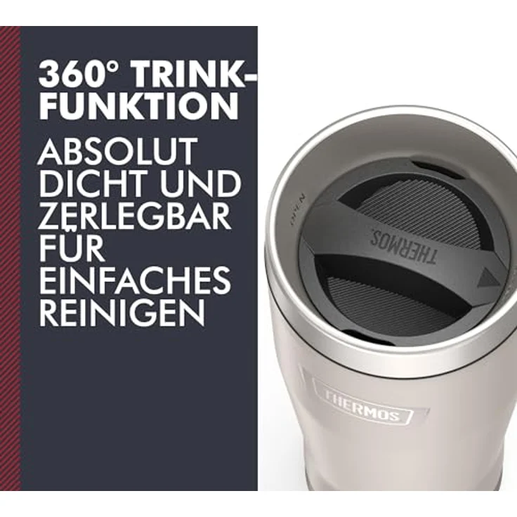 Thermos ICON MUG 0,47l, beige/sandstone mat, Thermobecher 470ml, Edelstahl, Isolierbecher, 7 h heiß / 22 h kalt, spülmaschinenfest, BPA-frei – Bild 3