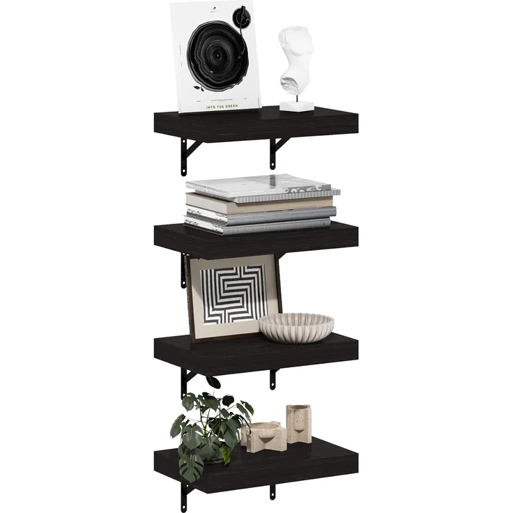 Furinno Tanna 37 cm schwebende Ausstellungsregale zur Wandmontage, Tabak-Eiche, 4er-Set