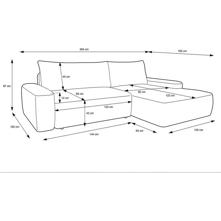 Vente-unique - DAVISO Sofa Stoff Rot - B 162 cm x H 87 cm x L 264 cm – Bild 5