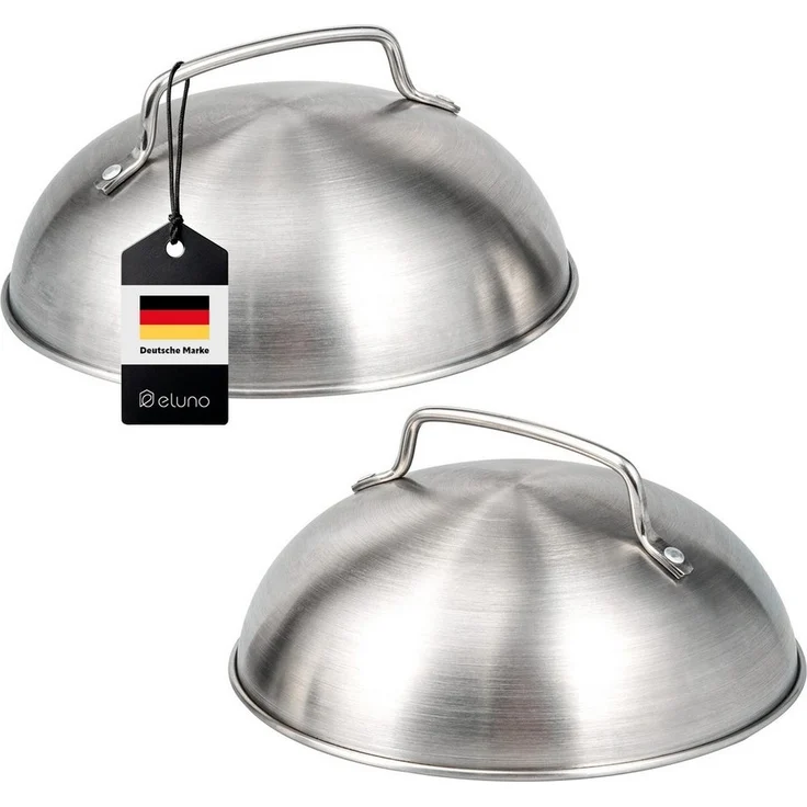 eluno Brathaube Burgerhaube 2er Set - 17,5 x 8,5 cm, Burger-Cover, Edelstahl – Bild 1