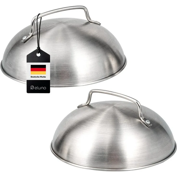 eluno Brathaube Burgerhaube 2er Set - 17,5 x 8,5 cm, Burger-Cover, Edelstahl