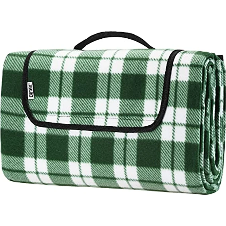 DETEX® Picknickdecke, 200x200 cm, Karo/Grün, wasserdicht, isoliert, faltbar – Bild 2