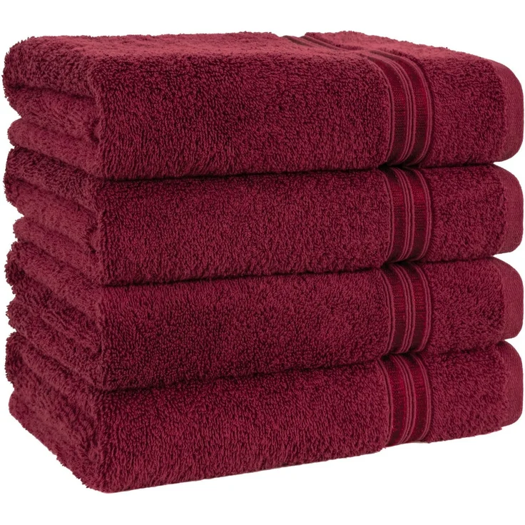 Hammetex 4er Badetuch Set, 100% Baumwolle Premium Qualität Groß 50x100 cm Duschtuch, Weich Saugstark Schnell Trocknendes, Bordeauxrot – Bild 1
