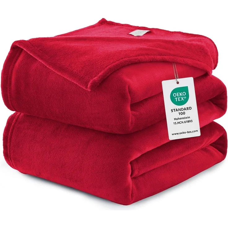 WAVVE Kuscheldecke Flauschig Decke Fleecedecke - Sofadecke 230x270 cm Wohndecke Couchdecke, Rot Decke Sofa Leicht, Groß Decke Riesig Sofaüberwurf Weich