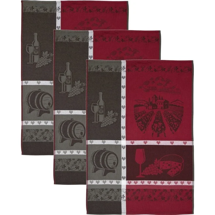 ROSS Geschirrtuch Weinmotiv, (Set, 3-tlg), Motivtuch, aus 100% Baumwolle – Bild 1
