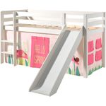 Vipack 'Pino' Halbhochbett weiß, inkl. Rutsche und Vorhang 'Spring'