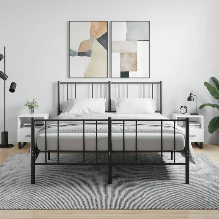 2er-Set Nachttische, Beistelltische moderner Hochglanz-Weiß 40x35x47,5 cm Holzwerkstoff – Bild 2