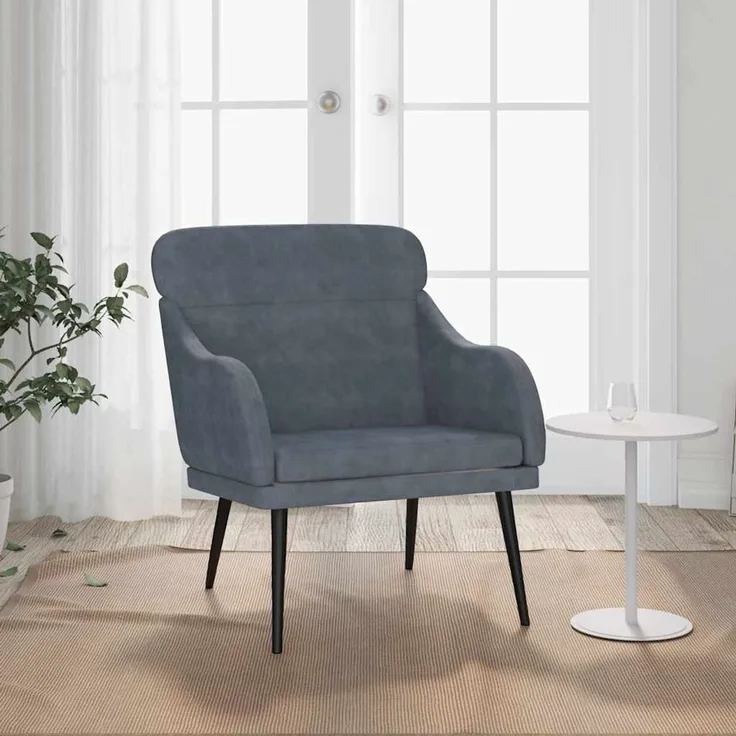 Sessel wohnzimmer, Relaxsessel Dunkelgrau 63 x 76 x 80 cm Samt