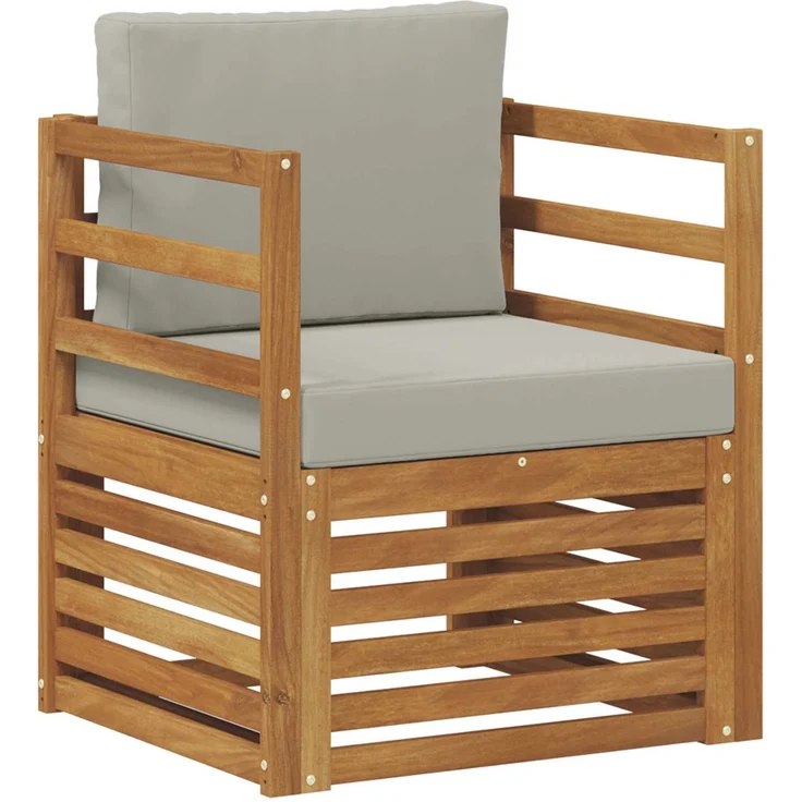vidaXL Outdoor-Sofagarnitur Natur und Hellgrau Massivholz Akazie 3436336 – Bild 2