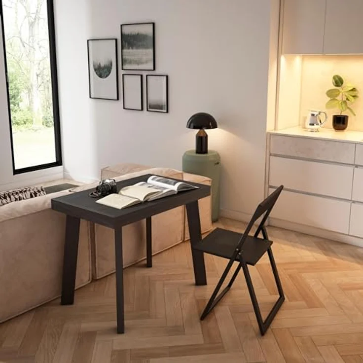 Skraut Home | Ausziehbarertisch | Multifunktionaler ausziehbarer | 300 | Für 14 Gäste | Hölzerne Beine | Moderner Stil | Schwarz – Bild 4