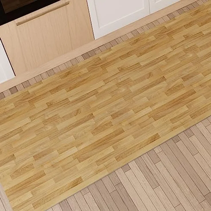 PETTI Artigiani Italiani - Teppich für Küche, rutschfest, waschbar, Läufer für Küche, Teppich, Küchenläufer, 52x240 cm, Design Parkett 02, 100% Made in Italy