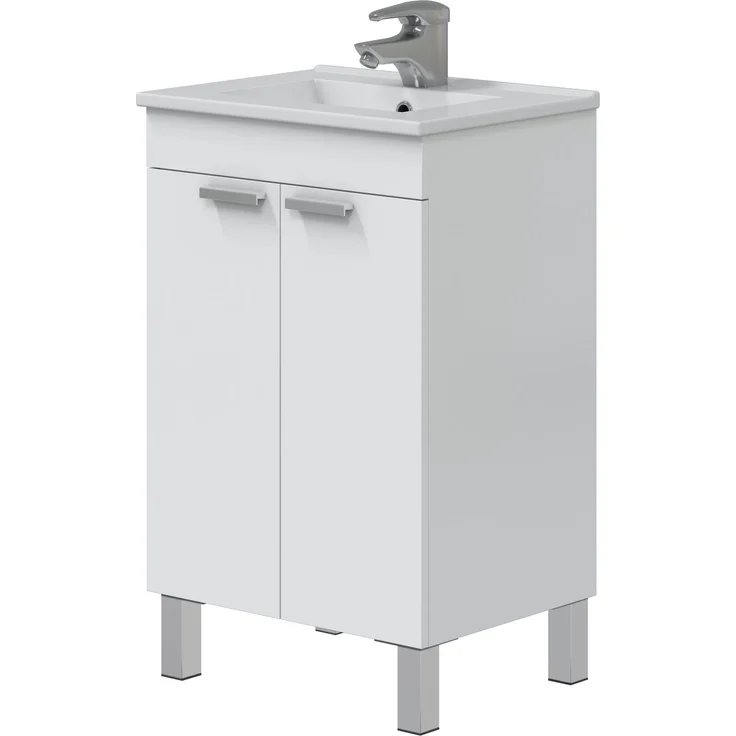 Waschbeckenunterschrank >ECO KIT< in Weiß glänzend - 50x80x39 (BxHxT) – Bild 1