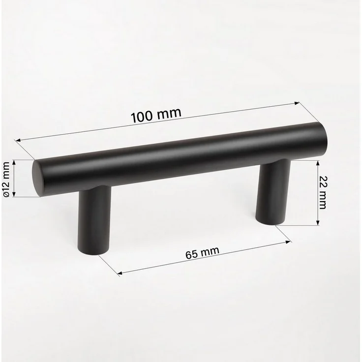 Prima-Online Möbelgriff Möbelgriff Küchengriff Schrankgriff mit Schrauben Schwarz Matt 10-50cm (1-St) – Bild 2