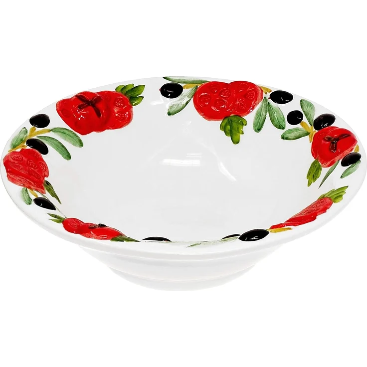 Lashuma Obstschale Tomate Olive, Keramik, (1-tlg), Pasta Schüssel rund Ø 27 mit Relief Dekor – Bild 1