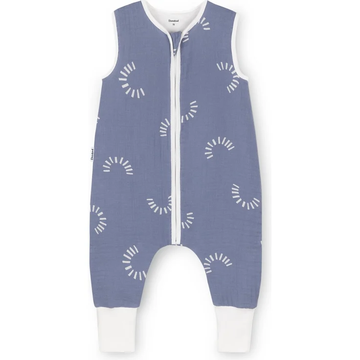 Ehrenkind® Baby Sommerschlafsack mit Füßen Musselin | aus weicher OEKO-TEX zertifizierter Bio-Baumwolle | Sommer Baby Schlafsack 1 TOG Gr. 70 Farbe Jeansblau Gemustert – Bild 1