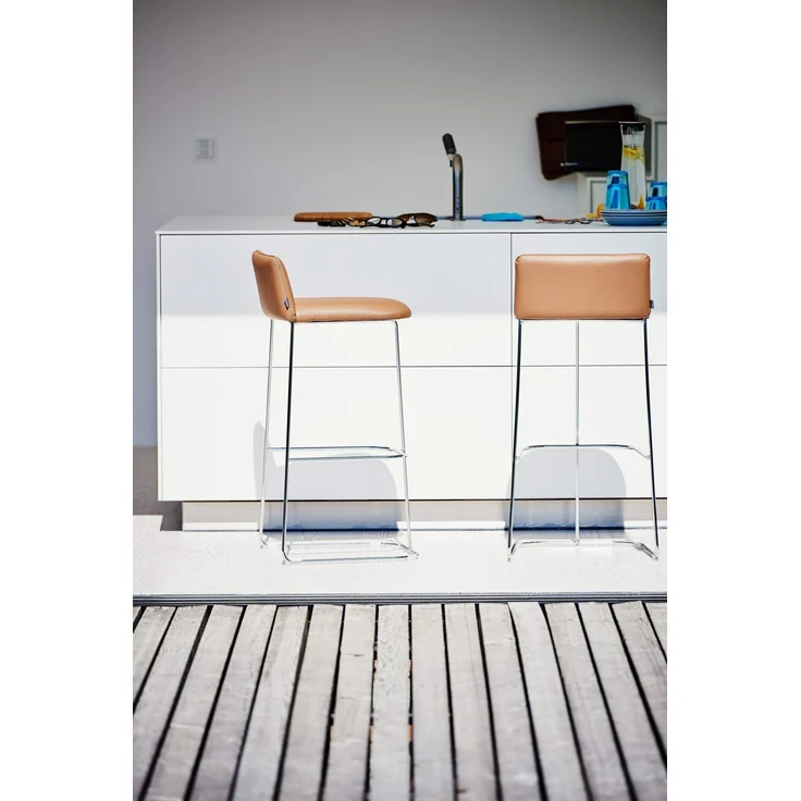 Barhocker Ragno aus Leder, Taupe, 39 x 43 x 88 cm – Bild 5