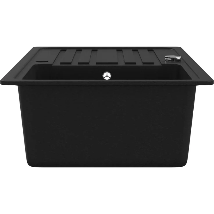 Küchenspüle | Granitspüle mit Abtropffläche Reversibel Schwarz – Bild 6
