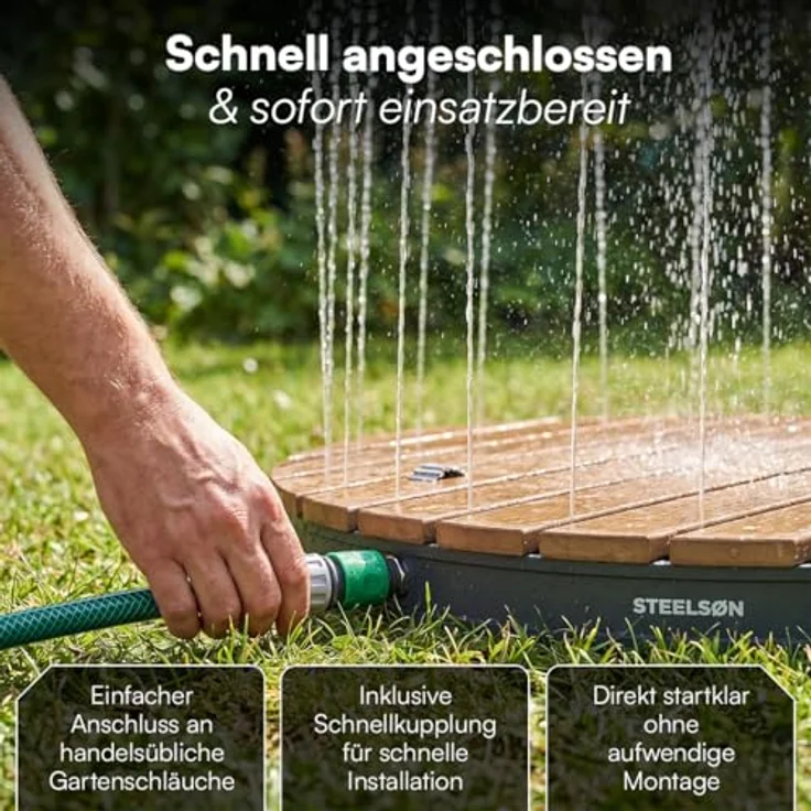 STEELSØN 'Samaya' Bodendusche rund, Gartendusche braun/grau, Campingdusche wetterfest, Saunadusche, Fontänenhöhe bis zu 4m, inkl. Fußrad – Bild 8
