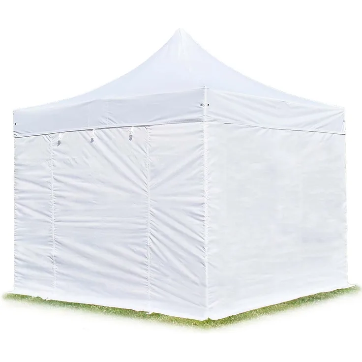 3x3 m Faltpavillon, PREMIUM Stahl 40mm, Seitenteile ohne Fenster, weiß