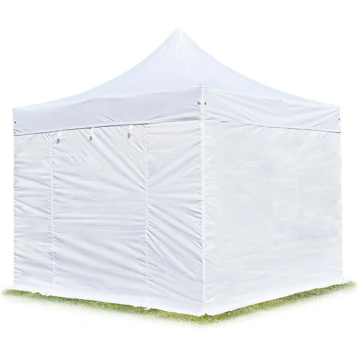3x3 m Faltpavillon, PREMIUM Stahl 40mm, Seitenteile ohne Fenster, weiß – Bild 1
