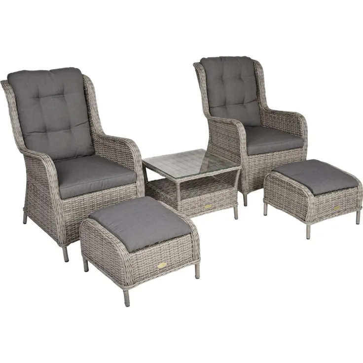 Sessel-Set Valencia aus Stahl, Kunststoffgeflecht und Polyester