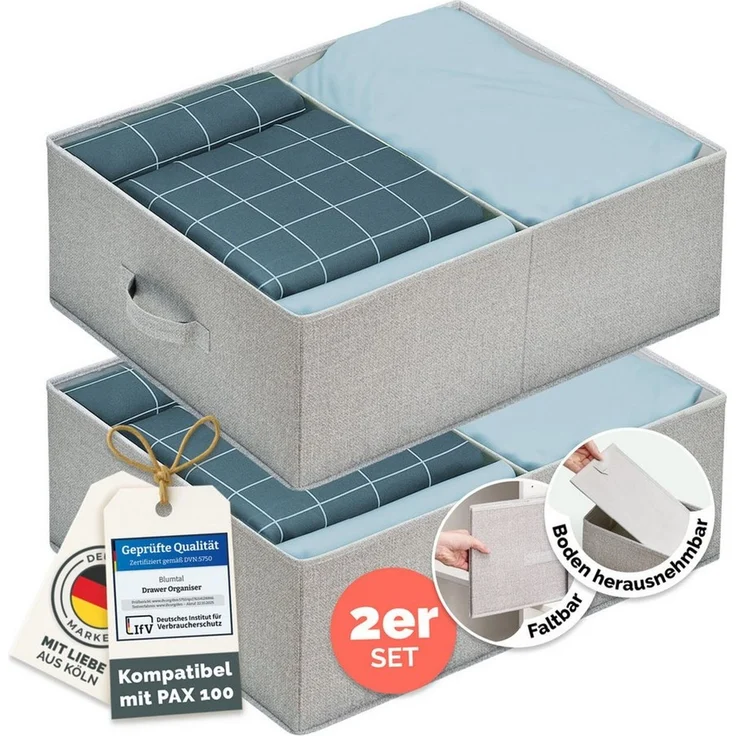 Blumtal Faltbox HEMNES, MALM, PAX Organizer Ordnungssystem Kleiderschrank (2 St), Faltboxen für BHs, T-Shirts - Boxen für Schrank – Bild 5