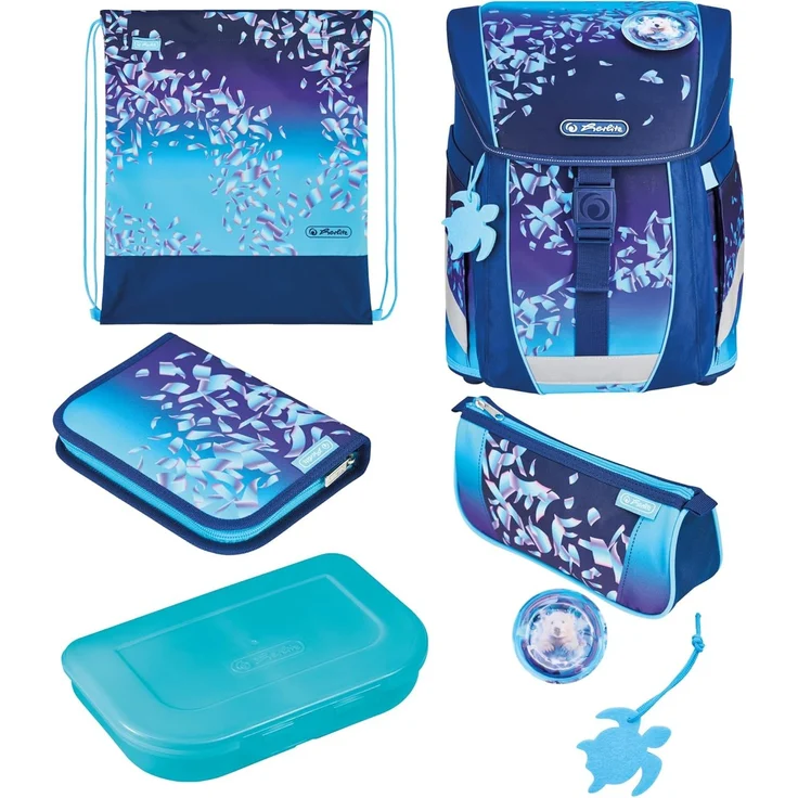 Herlitz FiloActive XL Plus Blue Ice Brotdose Federmäppchen Pencil pouch Schultasche Sporttasche Mädchen Weiterführende & Grundschule Rucksack 21 l Fronttasche Seitentasche