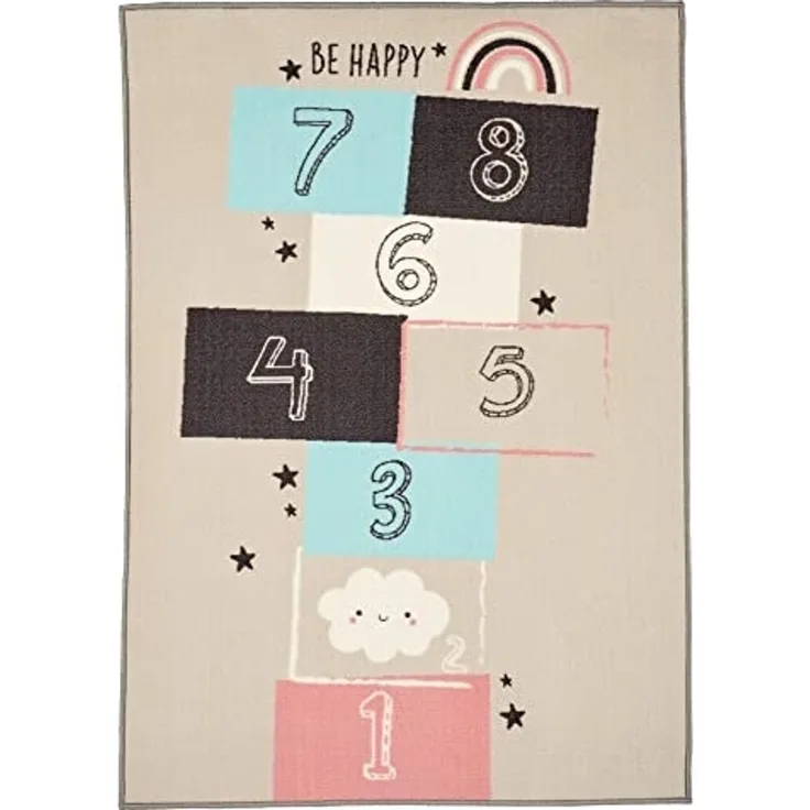 GIFTDECOR Teppich für Kinderzimmer, 100x140 cm, erhältlich in 2 verschiedenen Modellen, Mehrfarbig, auf schwarzem oder weißem Hintergrund, Applikation