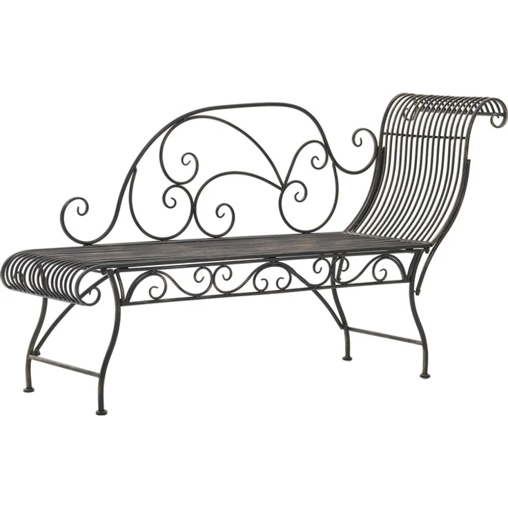 Gartenbank SIZON - Metall Bronze 156x46x78 cm | Gartenliege Metall Sonnenliege Antik Vintage Gartenstuhl Lang 1 Sitzer – Bild 7
