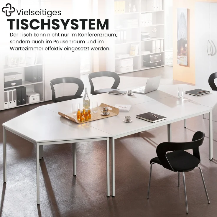 bümö Tisch, Multifunktionstisch 120 x 80 cm in Grau/Schwarz - Besprechungstisch, Konferenztisch, Meetingtisch, Mehrzwecktisch, Pausentisch, Besprechungsraum, Meetingraum, Pausenraum, VS12-5-D – Bild 7