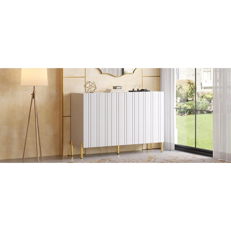 ZUBALIYA Schuhschrank 120 x 35,5 x 80 cm, mit 3 Türen, aus MDF / Spanplatte, Weiß – Bild 9