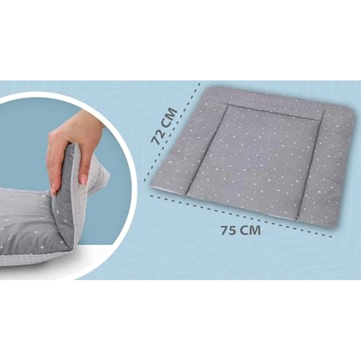 Wickelauflage Wickelunterlage aus Baumwolle 75x72 cm - Weich und waschbar Wickelunterlage für Babys Wickelmatte aus Stoff für Wickeltisch Wickelkommode oder Waschmaschine 75x72 Galaxie – Bild 4