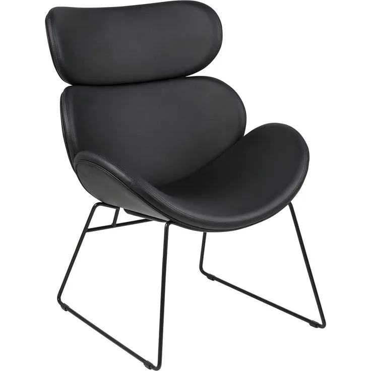 Loungesessel CAZAR, Lederlook in schwarz