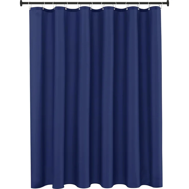 Hotel Stoff Duschvorhang 183 × 183 cm Navy Blau, Wasserabweisend, Waschbar, Gewichteter Saum – Bild 1
