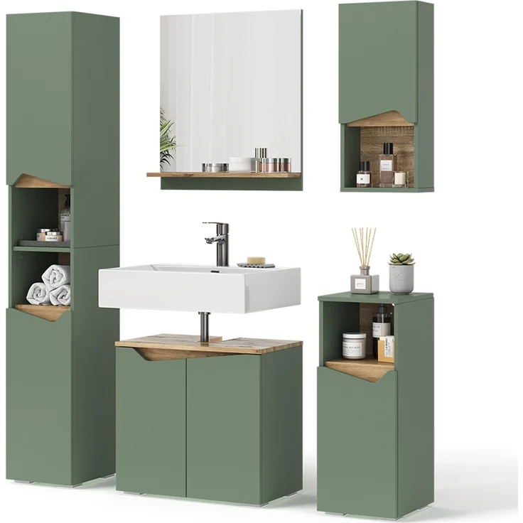 Badmöbel-Set Marelle Grün/Artisan 5 Teile Vicco – Bild 6