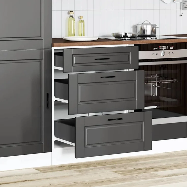 vidaXL Küchenunterschrank „Porto“ Schwarz Holzwerkstoff 854260 – Bild 3