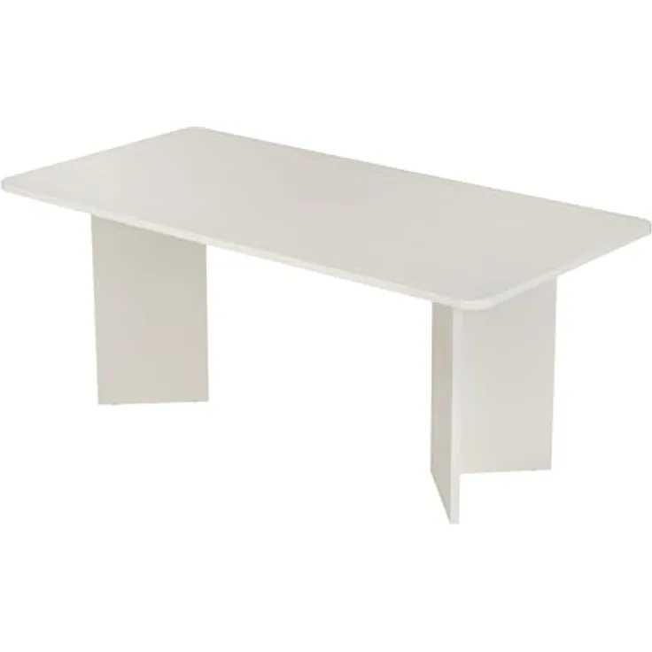 Modern White Dining Table, 180 x 90 x 75 cm | 100% Melamine Coated Particle Board, 25 mm Thick | Stylish & Durable, Perfect for Contemporary Dining Rooms | 70 kg Bearing Capacity