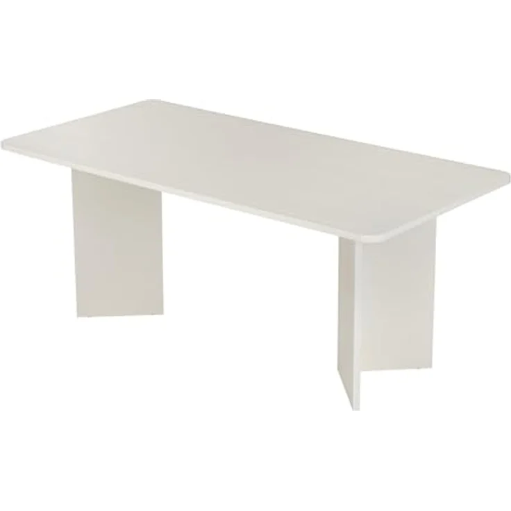 Modern White Dining Table, 180 x 90 x 75 cm | 100% Melamine Coated Particle Board, 25 mm Thick | Stylish & Durable, Perfect for Contemporary Dining Rooms | 70 kg Bearing Capacity – Bild 1