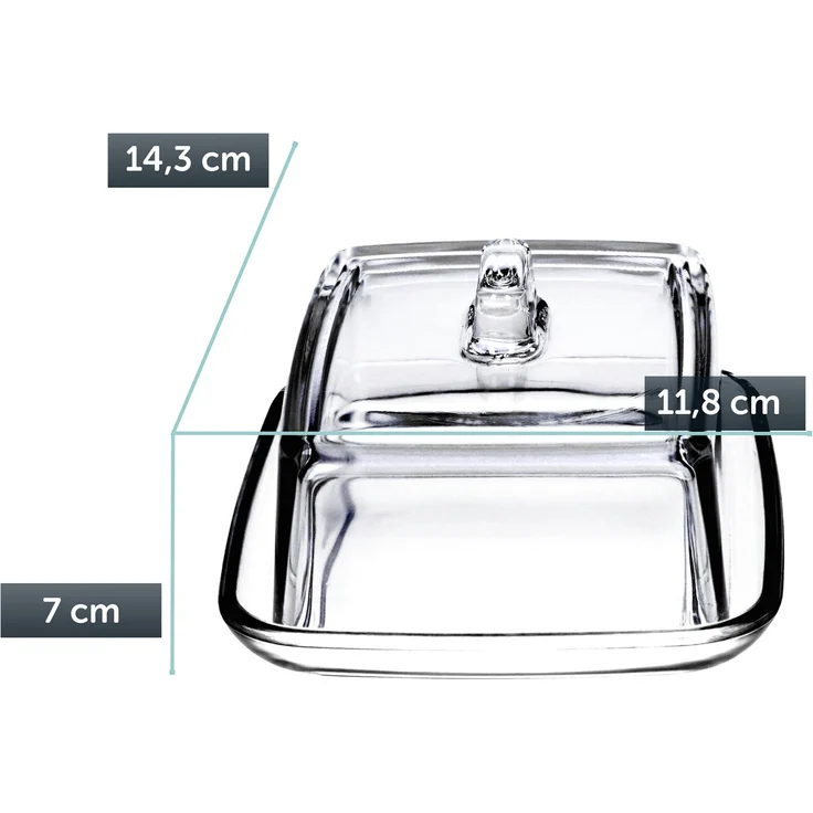 KADAX Butterdose, Butterdose aus Glas mit Deckel, Butterbehältergriff – Bild 3